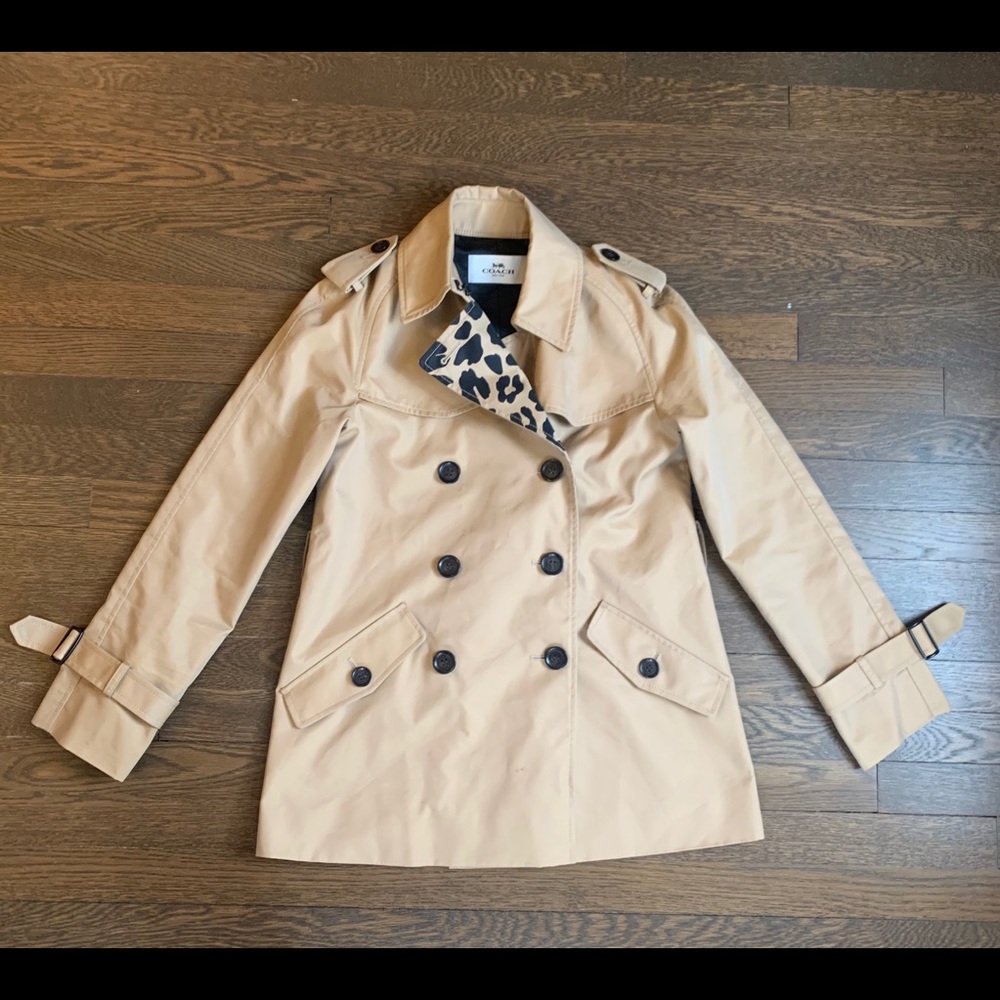 Coach women’s trench coat - khaki, leopard